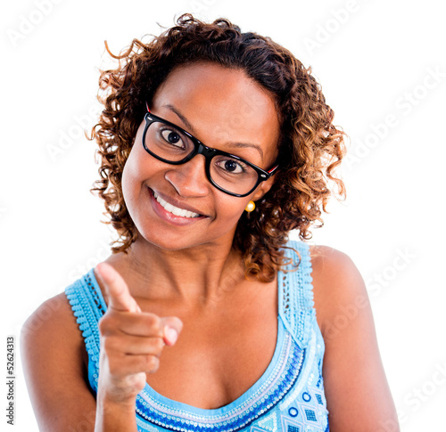 Photo: Woman pointing to the camera Woman pointing to the camera