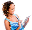 Woman using app on a tablet