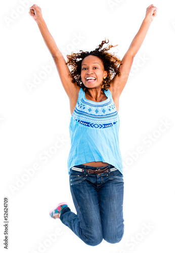 Photo: Happy woman jumping Happy woman jumping