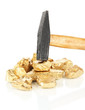 Golden nuggets with hummer isolated on white