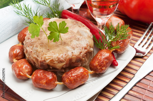 Photo: Traditional Russian food. Aspic meat jelly Traditional Russian food. Aspic meat jelly