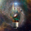 Illustration: Cosmic light bulb with stars Cosmic light bulb with stars