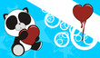 panda bear baby cartoon love heart background