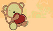 monkey baby cartoon love heart background