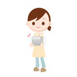本を片付ける女性