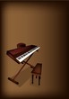 A Retro Synthesizer on Dark Brown Background