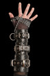 Hand in Leather Cuffs on Black