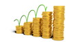 Graph rising with coins bars