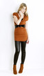 standing woman wearing fashionable brown shoes