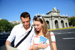 Tourist in Puerta de Alcala, Madrid
