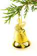 Photo: clochette dorée suspension sapin "Merry Christmas" clochette dorée suspension sapin "Merry Christmas"