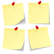 4 Yellow Stick Notes Red Pins