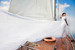 Girl on a yacht in the summer