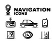 Navigation glossy black icon set