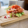 Parma Ham Sandwich On Wooden Plate