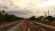 Clouds moving on railway, time lapse