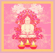 Illustration: Lotus Oil Lamp with Buddha card Lotus Oil Lamp with Buddha card