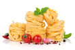 Italian food  - pasta, tomatoes, basil, garlic and pepper