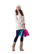 Woman in winter clothing doing christmas shopping