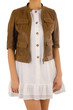 Woman in fashion dress concept on white