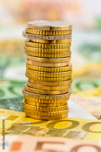 Photo: single stack of money coins single stack of money coins