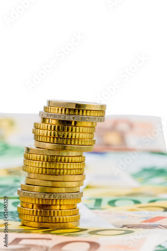 Photo: single stack of money coins single stack of money coins