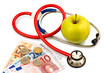 apple and stethoscope