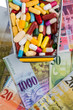 tablets, cart, bills