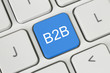 Blue B2B (business to business) button on keyboard close-up .