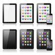 Illustration: Tablet pc with icons set on white background . Tablet pc with icons set on white background .