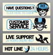 Customer service support banners with skull