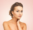 woman with diamond earrings