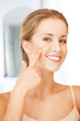 Beautiful Woman Pointing To Nose
