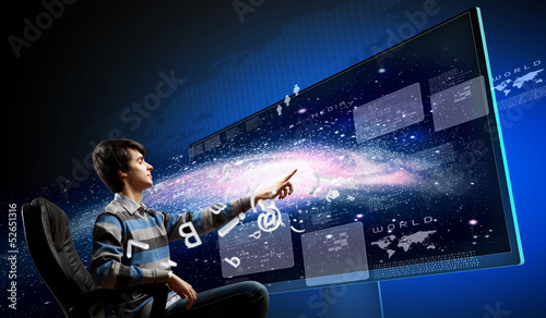 Illustration: Young man pushing icon Young man pushing icon
