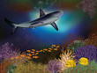 Vektor: Underwater wallpaper with shark and fishes, vector Underwater wallpaper with shark and fishes, vector