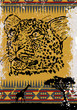 wildlife leopard and giraffe with primitive ornament