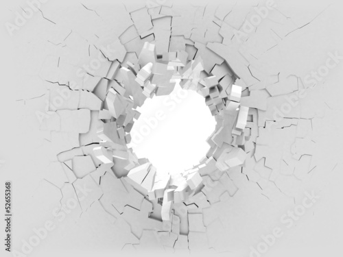 Illustration: 3D broken wall 3D broken wall