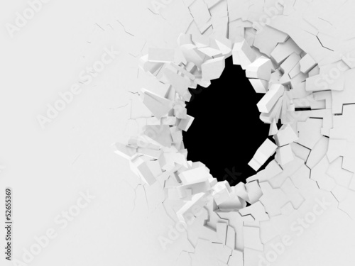 Illustration: 3D broken wall 3D broken wall