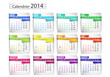 calendrier 2014 rubans multicolores avec fériés