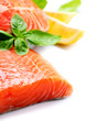 Salmon Raw Fillet. Red Fish isolated on a White Background