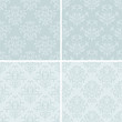 Set of green seamless abstract summer damask patterns