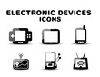 Black glossy electronic devices icon set