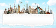 Travel the world concept torned paper monument