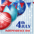 Independence Day on July 4 with flags and balloons.