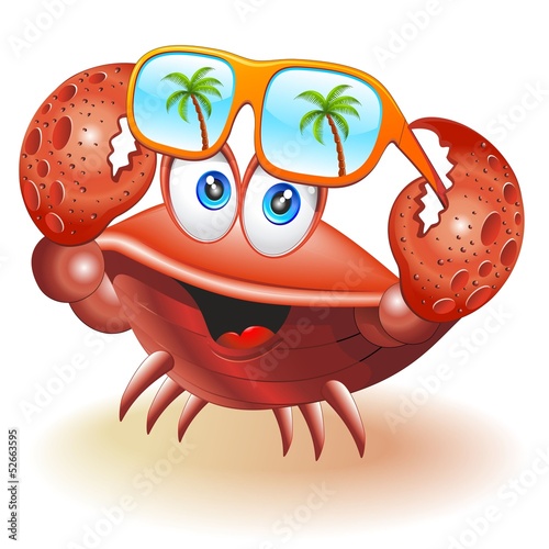 Vector: Crab Cartoon with Sunglasses-Granchio con Occhiali da Sole Crab Cartoon with Sunglasses-Granchio con Occhiali da Sole