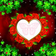 Heart with red roses and butterfly