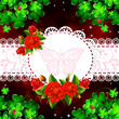 Background with red roses and clover