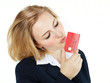 Foto: Pretty blonde woman loves her credit card Pretty blonde woman loves her credit card