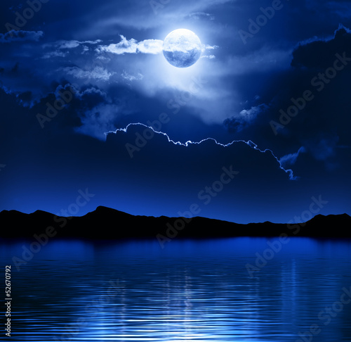 Photo: Fantasy Moon and Clouds over water Fantasy Moon and Clouds over water