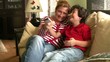 Mother and son laughing